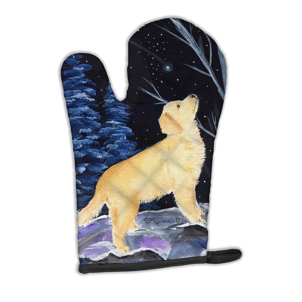 Starry Night Golden Retriever Oven Mitt Heat Resistant Thick Oven Mitt for Hot Pans and Oven, Kitchen Mitt Protect Hands, Cooking Baking Glove
