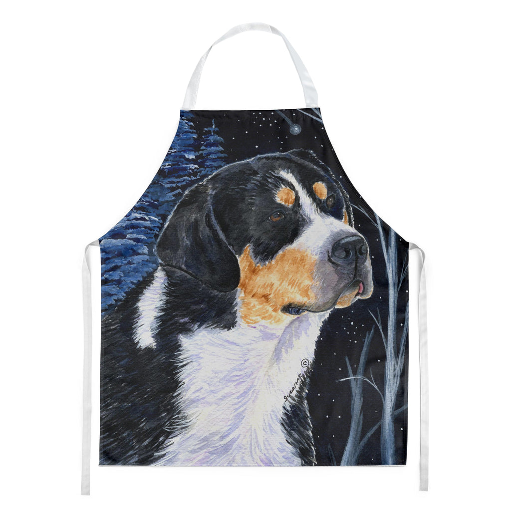 Starry Night Bernese Mountain Dog Apron Cooking Kitchen Server Baking Crafts Gardening for Adult Women Men, Unisex, Large, Multicolor