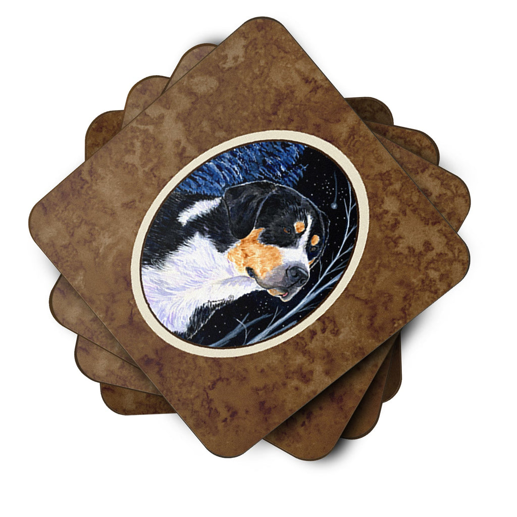 Starry Night Bernese Mountain Dog Foam Coasters Set of 4 Cup Coasters for Indoor Outdoor, Tabletop Protection, Anti Slip, Mouse pad Material