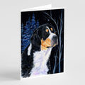 Starry Night Bernese Mountain Dog Greeting Cards Pack of 8 Blank Cards with Envelopes Whimsical A7 Size 5x7