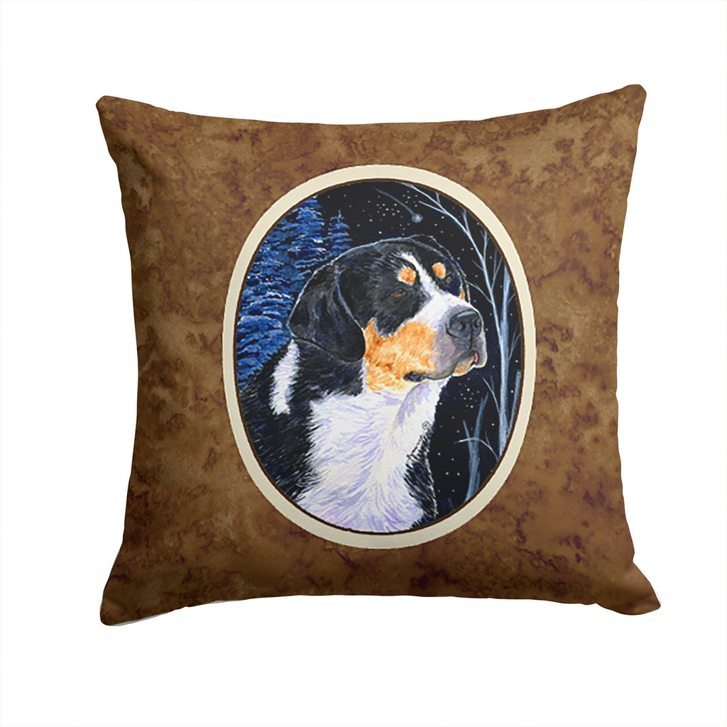 Starry Night Bernese Mountain Dog Decorative Throw Pillow 14x14 Indoor Outdoor Accent Cushion, Fabric Cover with Insert for Sofa, Bed, Porch & Living Room