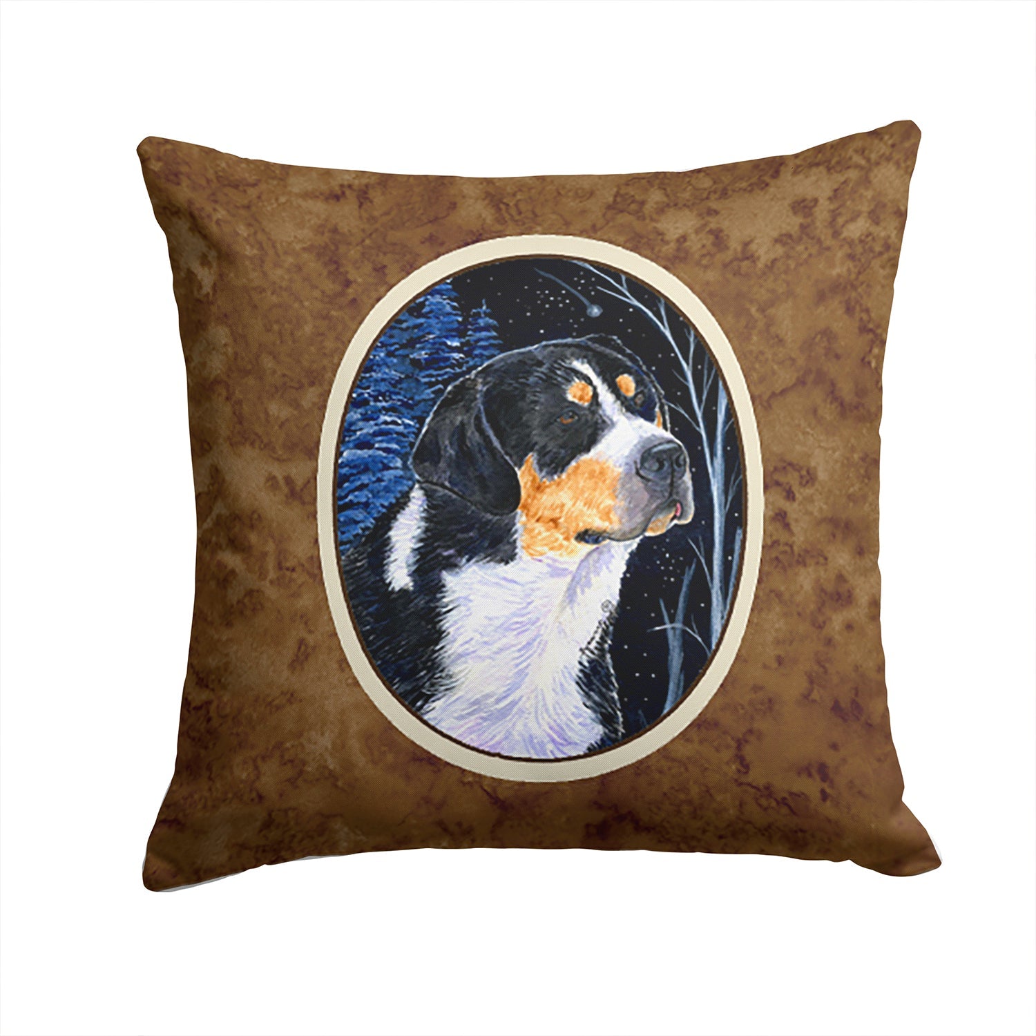 Starry Night Bernese Mountain Dog Decorative Throw Pillow 14x14 Indoor Outdoor Accent Cushion, Fabric Cover with Insert for Sofa, Bed, Porch & Living Room