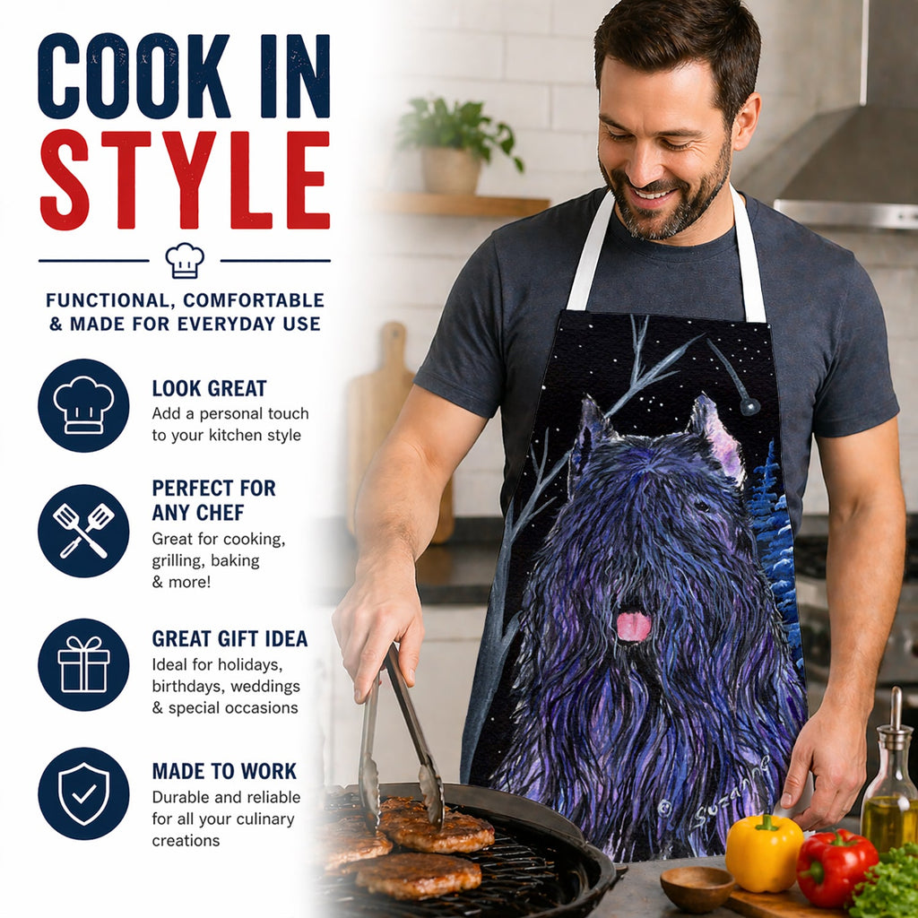 Starry Night Bouvier des Flandres Apron Cooking Kitchen Server Baking Crafts Gardening for Adult Women Men, Unisex, Large, Multicolor