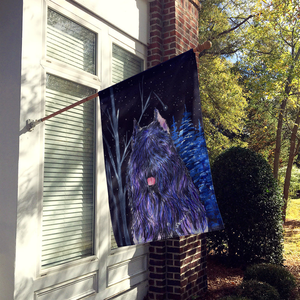Starry Night Bouvier des Flandres House Flag 28x40 Porch Sleeve Pole Decorative Outside Yard Banner Artwork Wall Hanging, Polyester