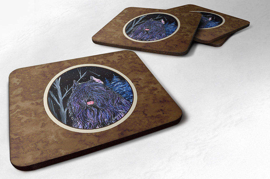 Starry Night Bouvier des Flandres Foam Coasters Set of 4 Cup Coasters for Indoor Outdoor, Tabletop Protection, Anti Slip, Mouse pad Material