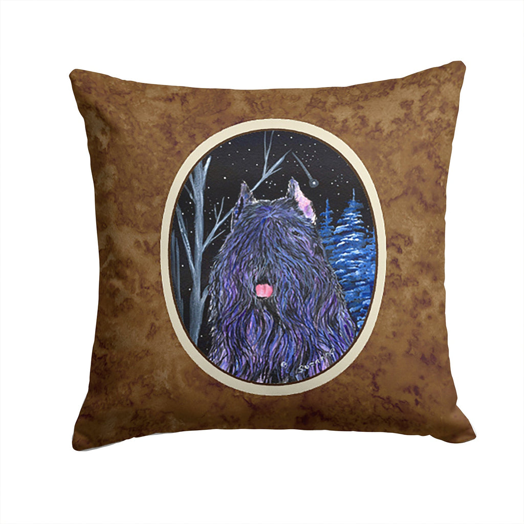 Starry Night Bouvier des Flandres Decorative Throw Pillow 14x14 Indoor Outdoor Accent Cushion, Fabric Cover with Insert for Sofa, Bed, Porch & Living Room