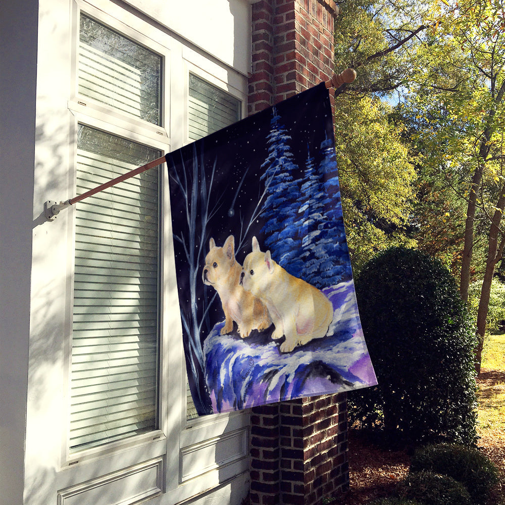 Starry Night French Bulldog House Flag 28x40 Porch Sleeve Pole Decorative Outside Yard Banner Artwork Wall Hanging, Polyester