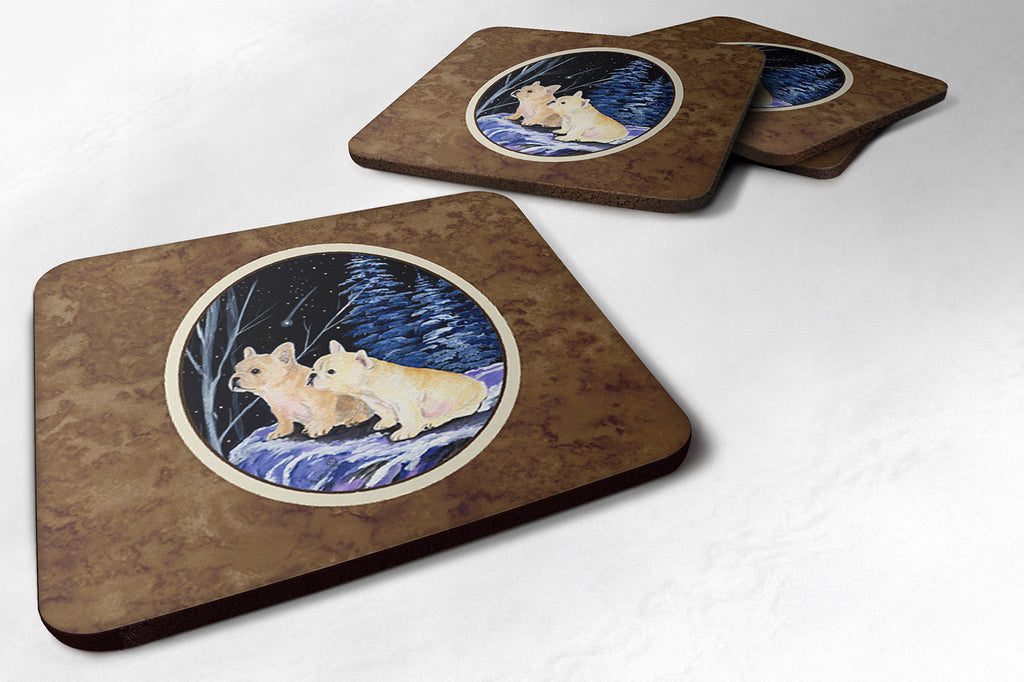 Starry Night French Bulldog Foam Coasters Set of 4 Cup Coasters for Indoor Outdoor, Tabletop Protection, Anti Slip, Mouse pad Material