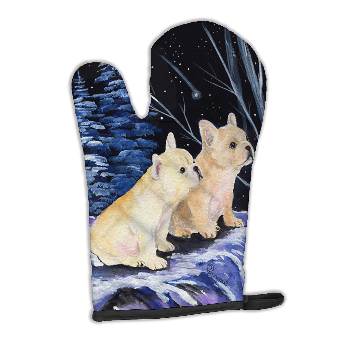Starry Night French Bulldog Oven Mitt Heat Resistant Thick Oven Mitt for Hot Pans and Oven, Kitchen Mitt Protect Hands, Cooking Baking Glove