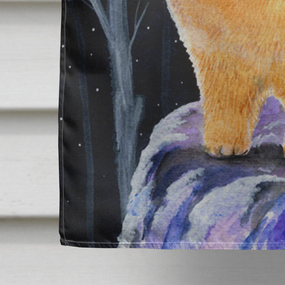 Starry Night Pomeranian House Flag 28x40 Porch Sleeve Pole Decorative Outside Yard Banner Artwork Wall Hanging, Polyester