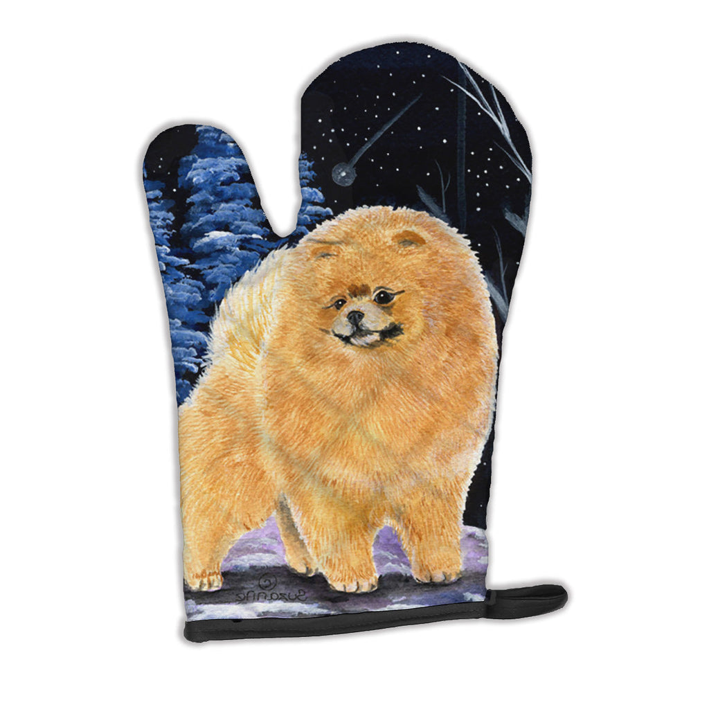 Starry Night Pomeranian Oven Mitt Heat Resistant Thick Oven Mitt for Hot Pans and Oven, Kitchen Mitt Protect Hands, Cooking Baking Glove