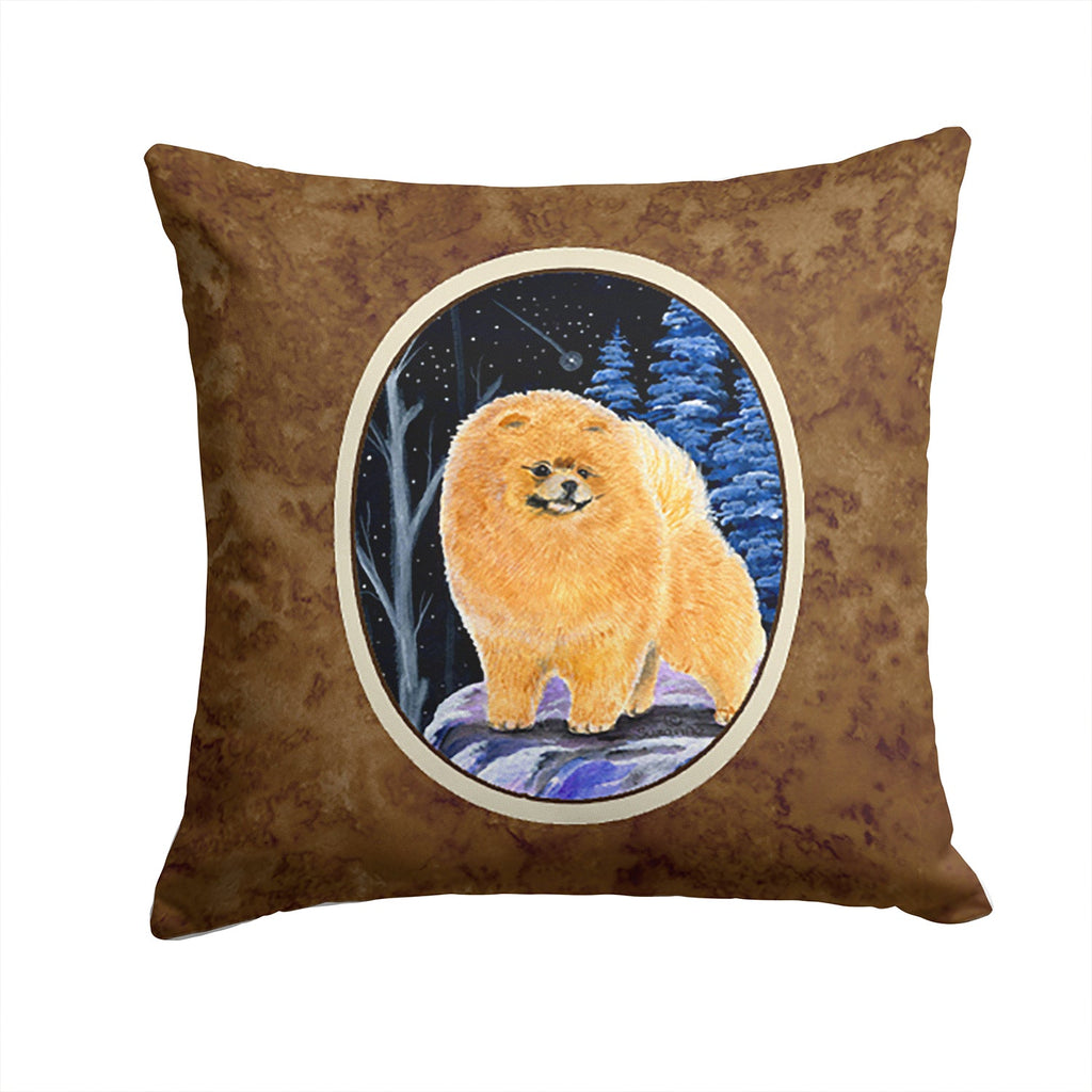 Starry Night Pomeranian Decorative Throw Pillow 14x14 Indoor Outdoor Accent Cushion, Fabric Cover with Insert for Sofa, Bed, Porch & Living Room