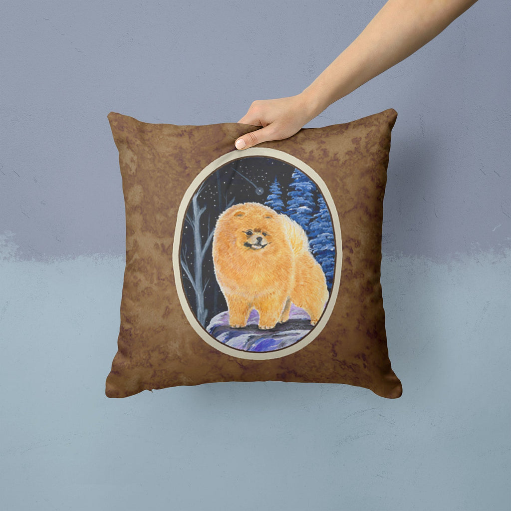 Starry Night Pomeranian Decorative Throw Pillow 14x14 Indoor Outdoor Accent Cushion, Fabric Cover with Insert for Sofa, Bed, Porch & Living Room