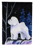 Starry Night Bichon Frise House Flag 28x40 Porch Sleeve Pole Decorative Outside Yard Banner Artwork Wall Hanging, Polyester