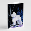 Starry Night Bichon Frise Greeting Cards Pack of 8 Blank Cards with Envelopes Whimsical A7 Size 5x7