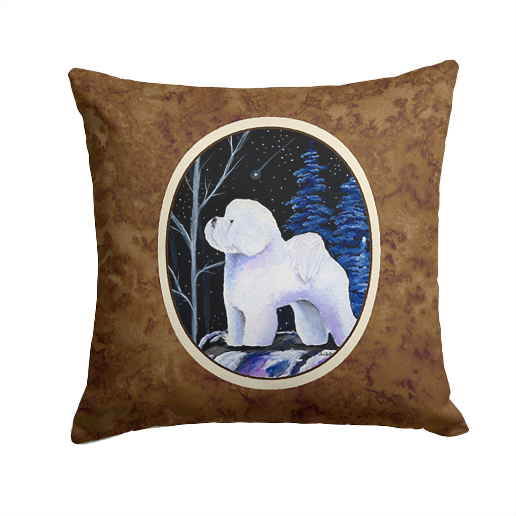 Starry Night Bichon Frise Decorative Throw Pillow 14x14 Indoor Outdoor Accent Cushion, Fabric Cover with Insert for Sofa, Bed, Porch & Living Room