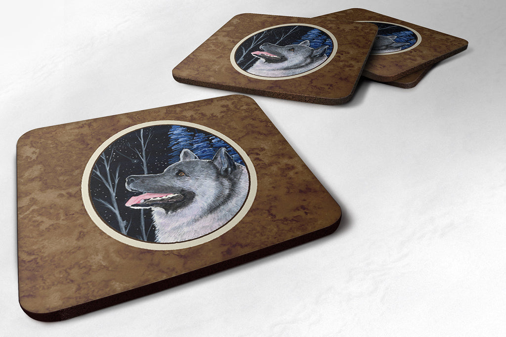 Starry Night Norwegian Elkhound Foam Coasters Set of 4 Cup Coasters for Indoor Outdoor, Tabletop Protection, Anti Slip, Mouse pad Material
