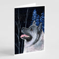 Starry Night Norwegian Elkhound Greeting Cards Pack of 8 Blank Cards with Envelopes Whimsical A7 Size 5x7
