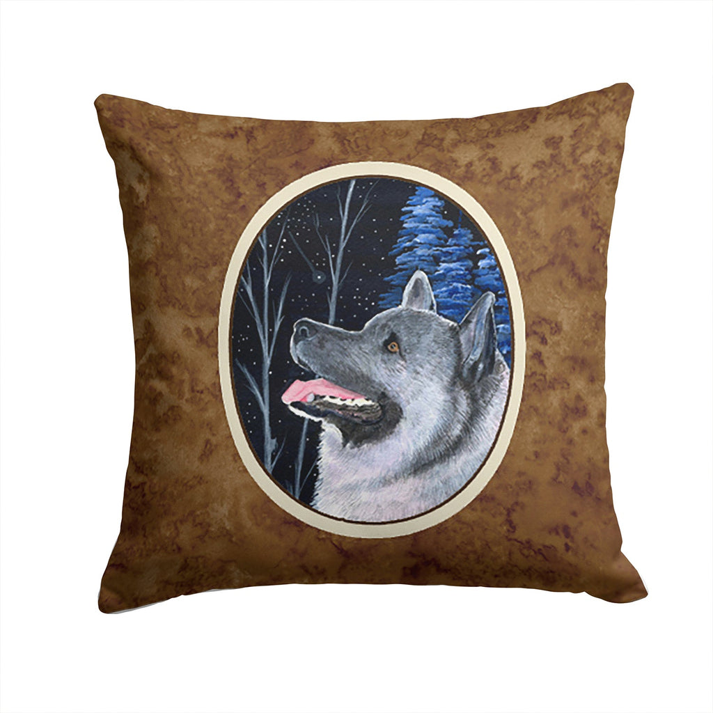 Starry Night Norwegian Elkhound Decorative Throw Pillow 14x14 Indoor Outdoor Accent Cushion, Fabric Cover with Insert for Sofa, Bed, Porch & Living Room