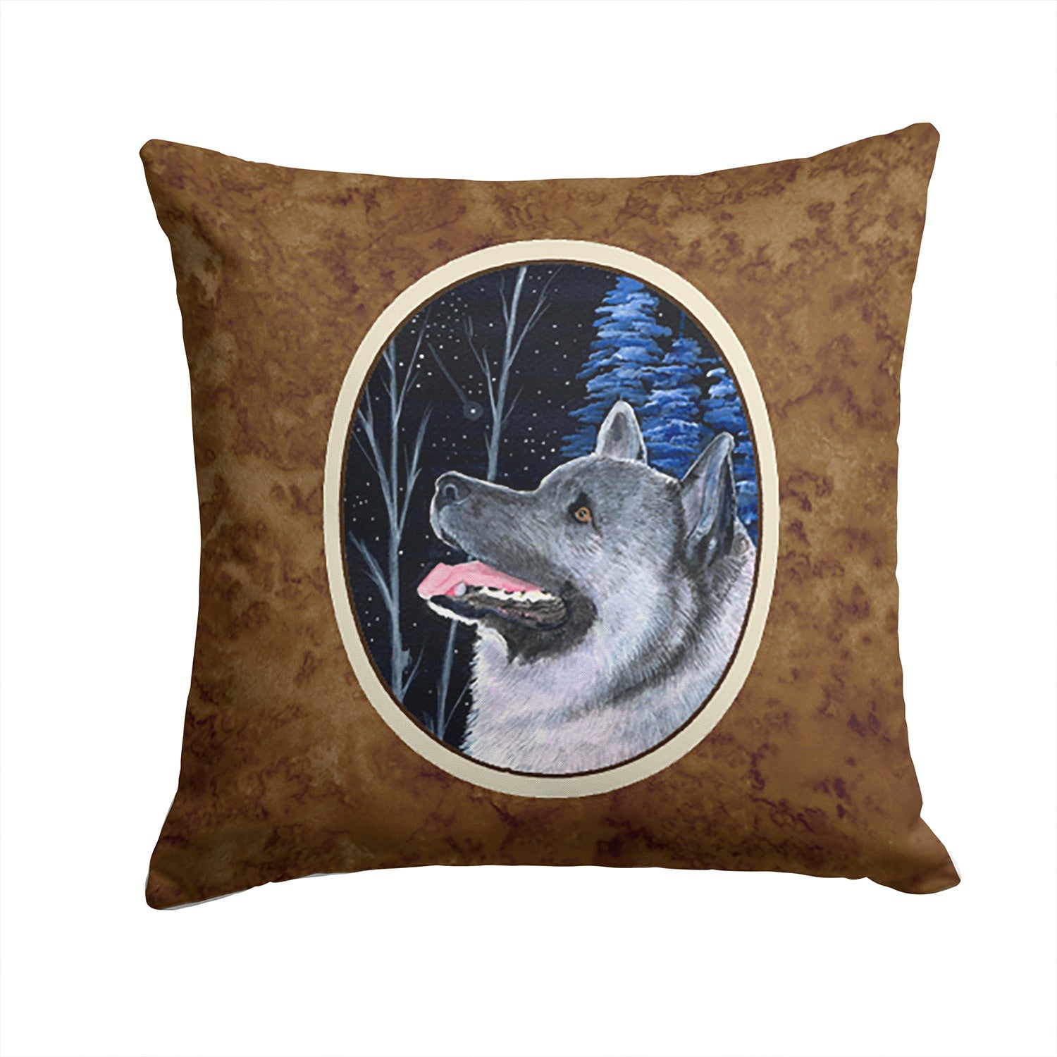 Starry Night Norwegian Elkhound Decorative Throw Pillow 14x14 Indoor Outdoor Accent Cushion, Fabric Cover with Insert for Sofa, Bed, Porch & Living Room
