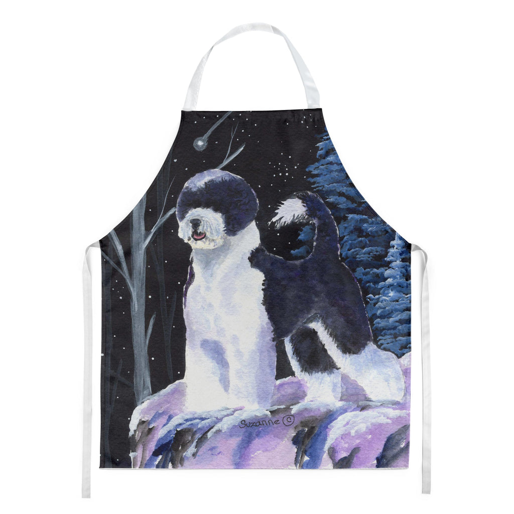 Starry Night Portuguese Water Dog Apron Cooking Kitchen Server Baking Crafts Gardening for Adult Women Men, Unisex, Large, Multicolor