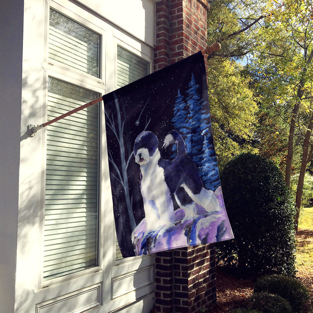 Starry Night Portuguese Water Dog House Flag 28x40 Porch Sleeve Pole Decorative Outside Yard Banner Artwork Wall Hanging, Polyester