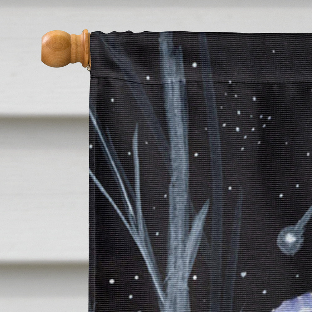 Starry Night Portuguese Water Dog House Flag 28x40 Porch Sleeve Pole Decorative Outside Yard Banner Artwork Wall Hanging, Polyester