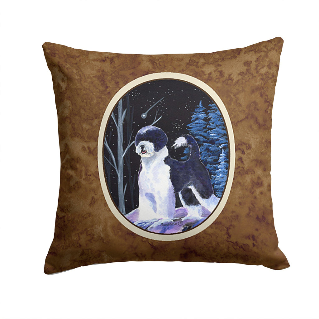 Starry Night Portuguese Water Dog Decorative Throw Pillow 14x14 Indoor Outdoor Accent Cushion, Fabric Cover with Insert for Sofa, Bed, Porch & Living Room