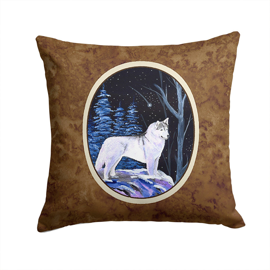 Starry Night Siberian Husky Decorative Throw Pillow 14x14 Indoor Outdoor Accent Cushion, Fabric Cover with Insert for Sofa, Bed, Porch & Living Room