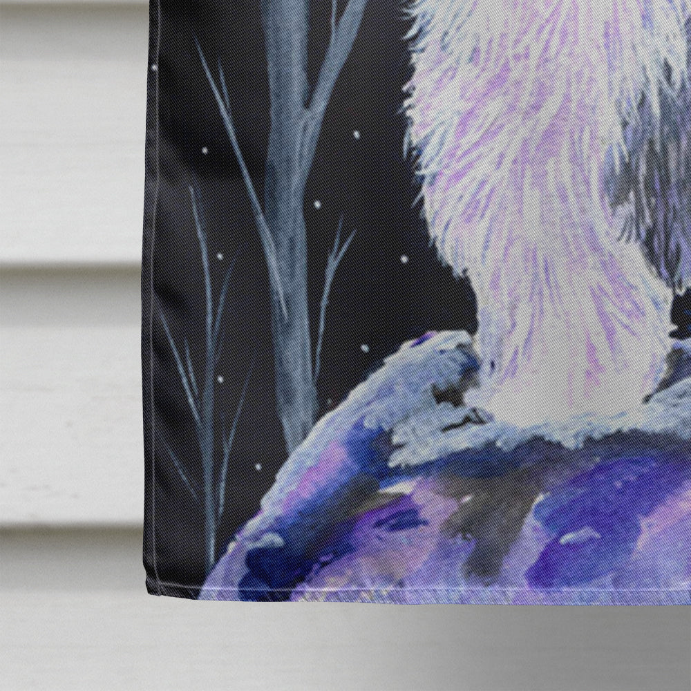Starry Night Old English Sheepdog House Flag 28x40 Porch Sleeve Pole Decorative Outside Yard Banner Artwork Wall Hanging, Polyester
