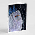 Starry Night Cat - Persian Greeting Cards Pack of 8 Blank Cards with Envelopes Whimsical A7 Size 5x7