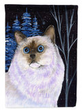 Starry Night Cat - Birman House Flag 28x40 Porch Sleeve Pole Decorative Outside Yard Banner Artwork Wall Hanging, Polyester