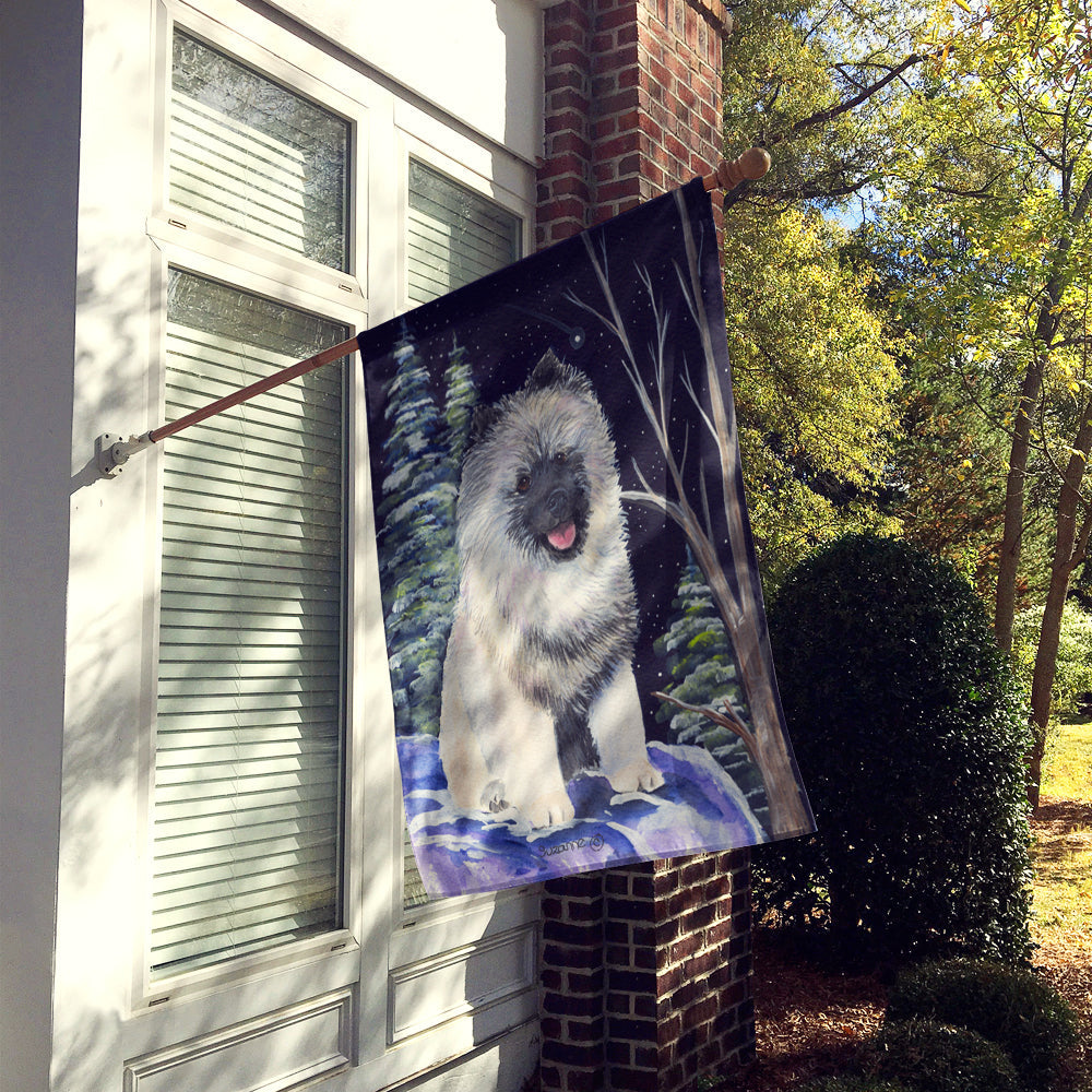 Starry Night Keeshond House Flag 28x40 Porch Sleeve Pole Decorative Outside Yard Banner Artwork Wall Hanging, Polyester