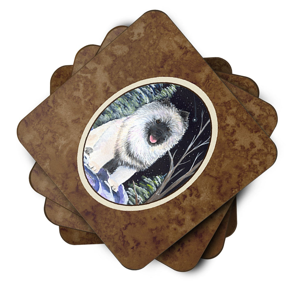 Starry Night Keeshond Foam Coasters Set of 4 Cup Coasters for Indoor Outdoor, Tabletop Protection, Anti Slip, Mouse pad Material