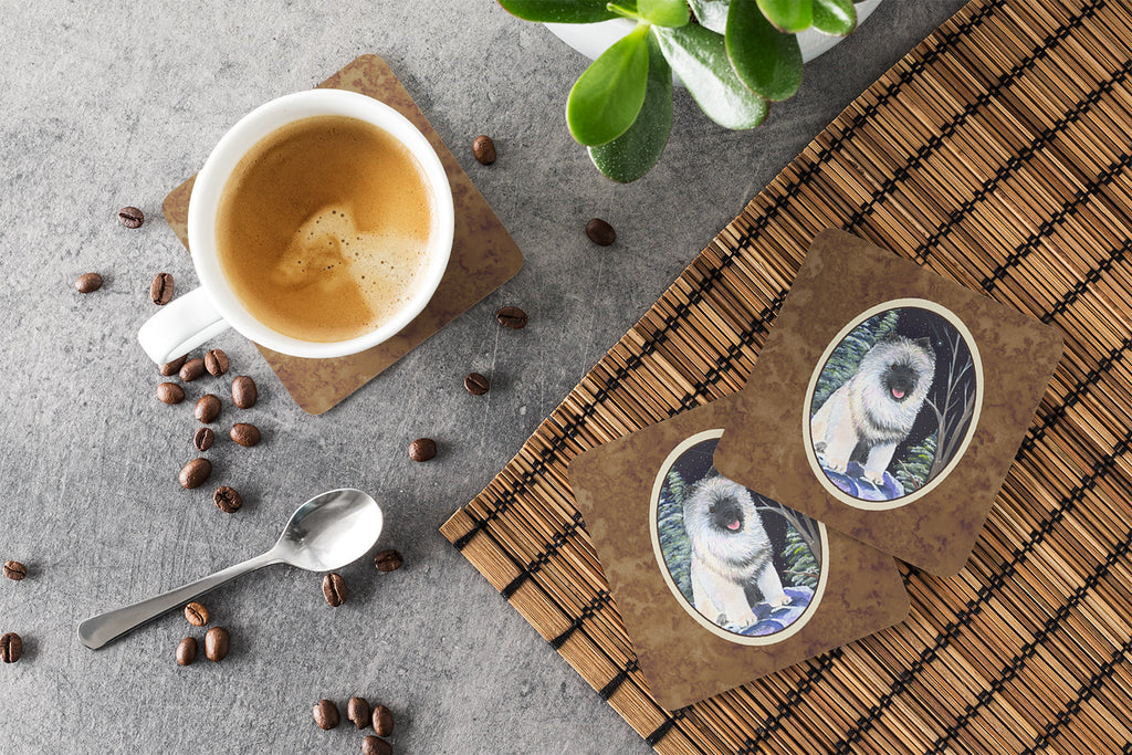 Starry Night Keeshond Foam Coasters Set of 4 Cup Coasters for Indoor Outdoor, Tabletop Protection, Anti Slip, Mouse pad Material