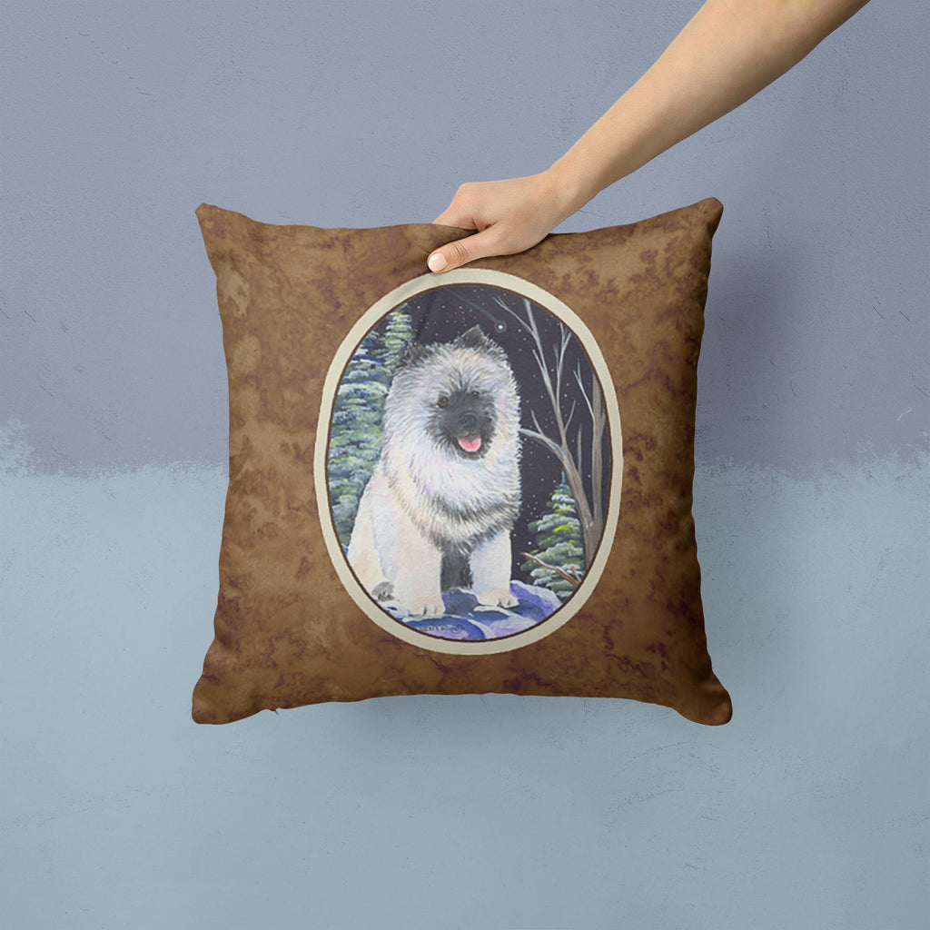 Starry Night Keeshond Decorative Throw Pillow 14x14 Indoor Outdoor Accent Cushion, Fabric Cover with Insert for Sofa, Bed, Porch & Living Room