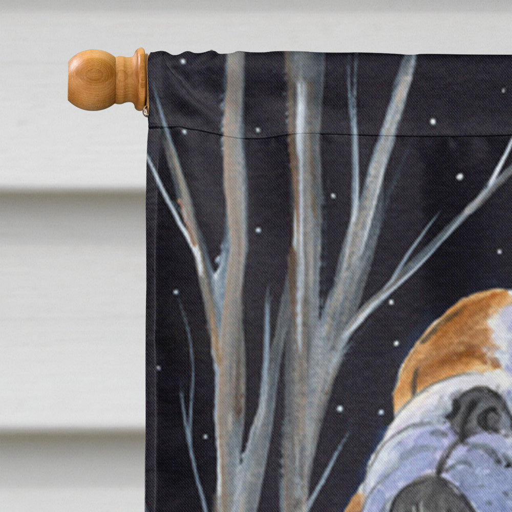 Starry Night English Bulldog House Flag 28x40 Porch Sleeve Pole Decorative Outside Yard Banner Artwork Wall Hanging, Polyester