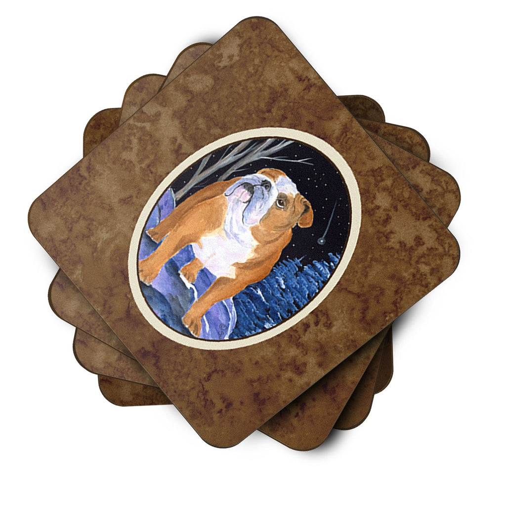 Starry Night English Bulldog Foam Coasters Set of 4 Cup Coasters for Indoor Outdoor, Tabletop Protection, Anti Slip, Mouse pad Material
