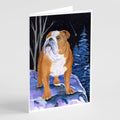 Starry Night English Bulldog Greeting Cards Pack of 8 Blank Cards with Envelopes Whimsical A7 Size 5x7