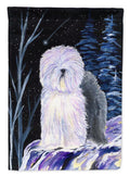 Starry Night Old English Sheepdog House Flag 28x40 Porch Sleeve Pole Decorative Outside Yard Banner Artwork Wall Hanging, Polyester