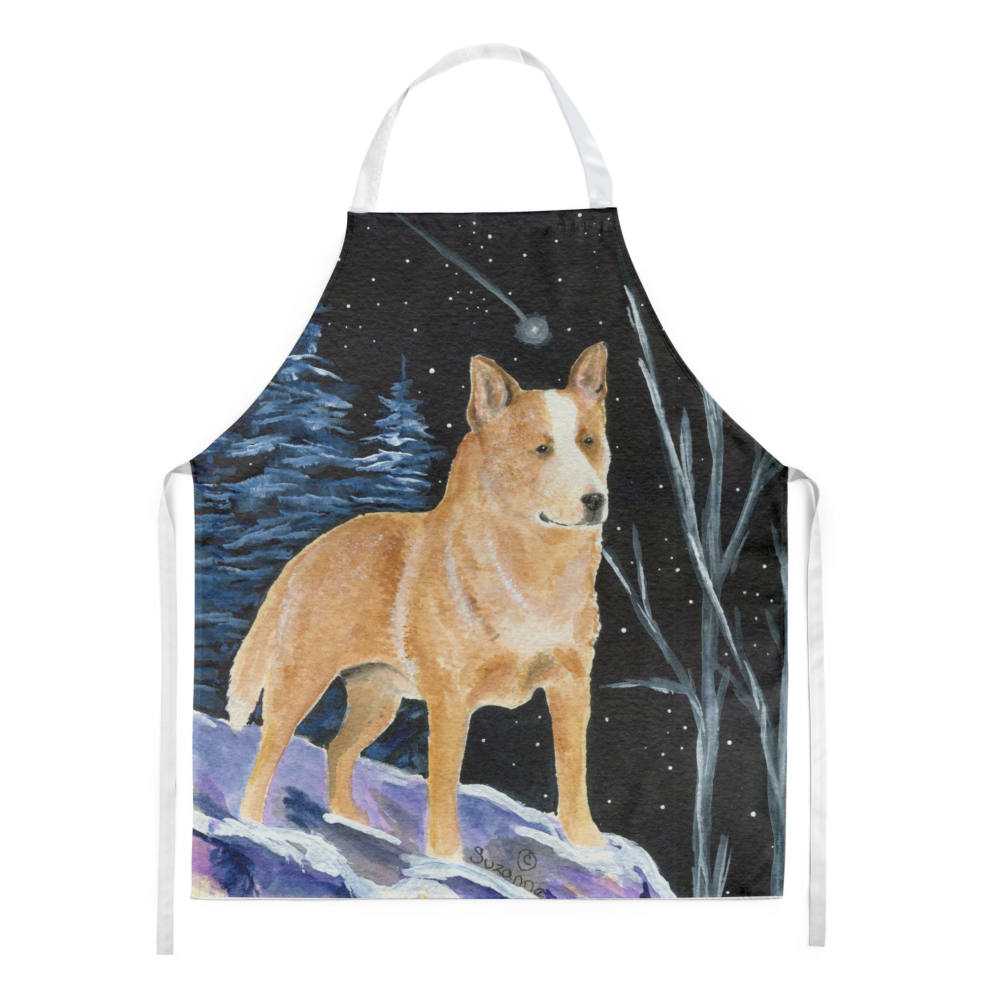 Starry Night Australian Cattle Dog Apron Cooking Kitchen Server Baking Crafts Gardening for Adult Women Men, Unisex, Large, Multicolor