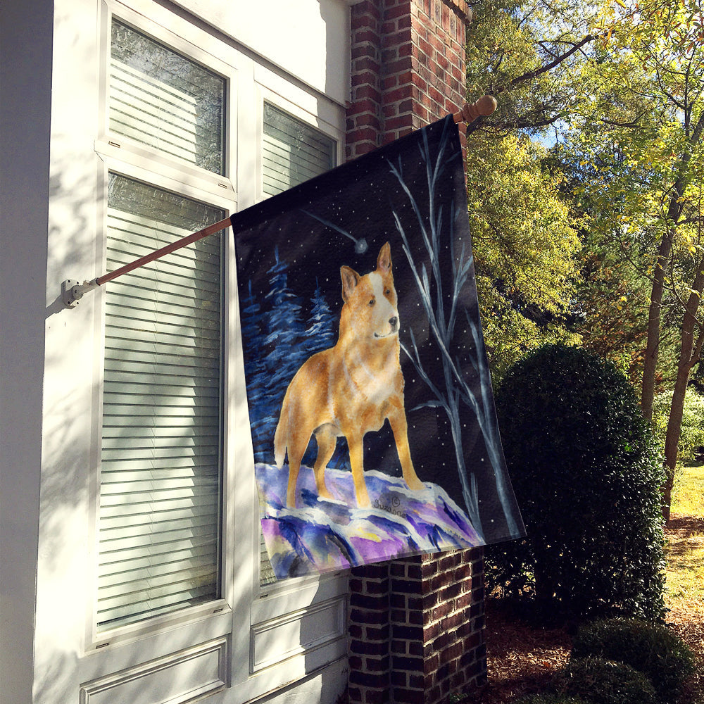 Starry Night Australian Cattle Dog House Flag 28x40 Porch Sleeve Pole Decorative Outside Yard Banner Artwork Wall Hanging, Polyester