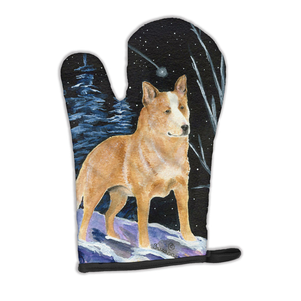 Starry Night Australian Cattle Dog Oven Mitt Heat Resistant Thick Oven Mitt for Hot Pans and Oven, Kitchen Mitt Protect Hands, Cooking Baking Glove