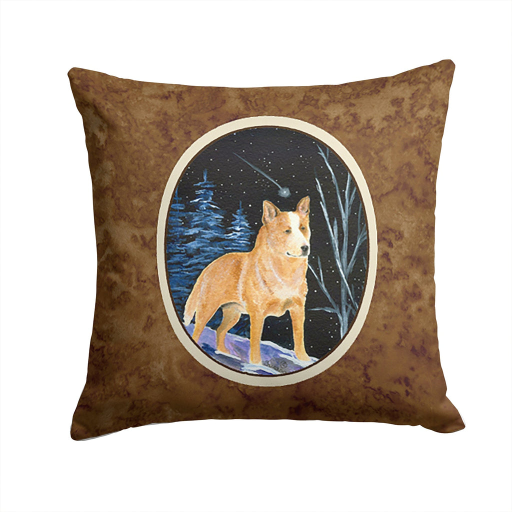 Starry Night Australian Cattle Dog Decorative Throw Pillow 14x14 Indoor Outdoor Accent Cushion, Fabric Cover with Insert for Sofa, Bed, Porch & Living Room