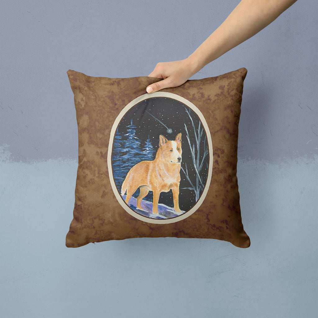 Starry Night Australian Cattle Dog Decorative Throw Pillow 14x14 Indoor Outdoor Accent Cushion, Fabric Cover with Insert for Sofa, Bed, Porch & Living Room