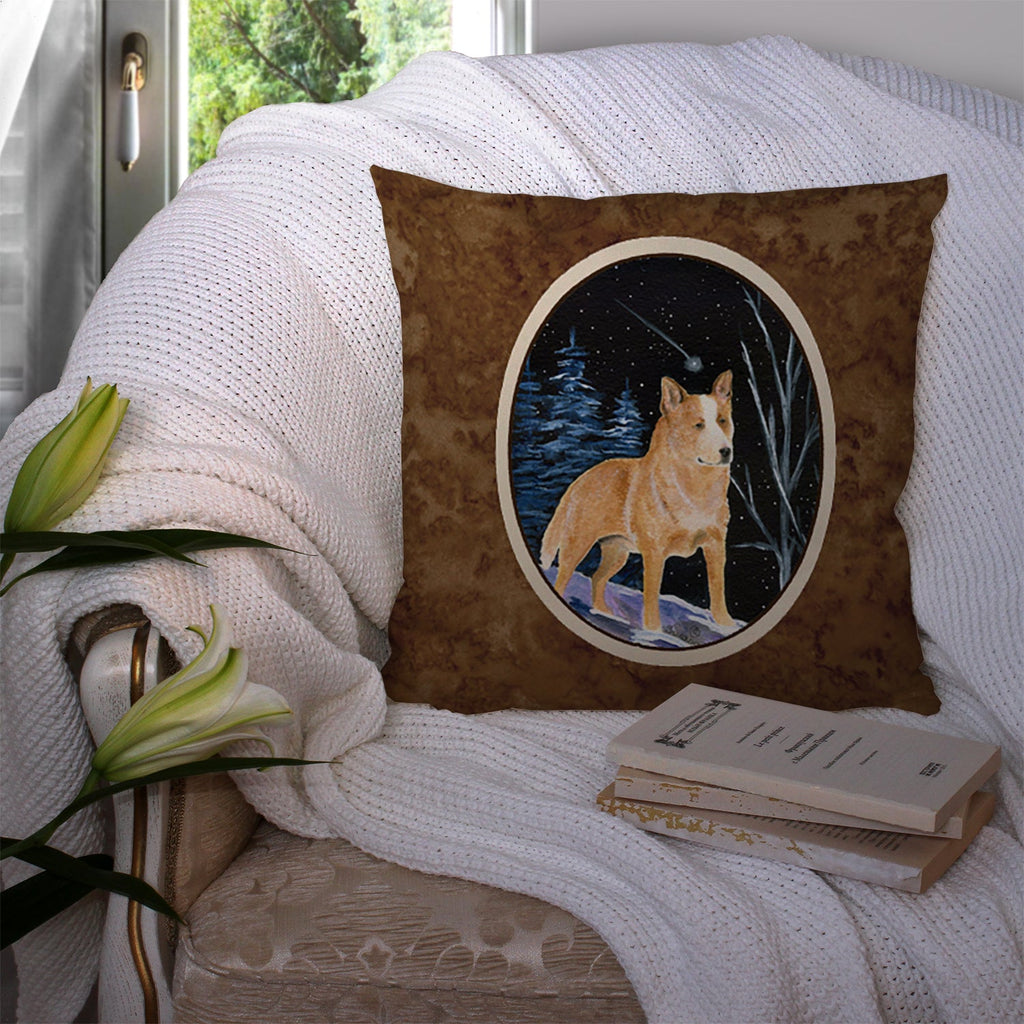 Starry Night Australian Cattle Dog Decorative Throw Pillow 14x14 Indoor Outdoor Accent Cushion, Fabric Cover with Insert for Sofa, Bed, Porch & Living Room