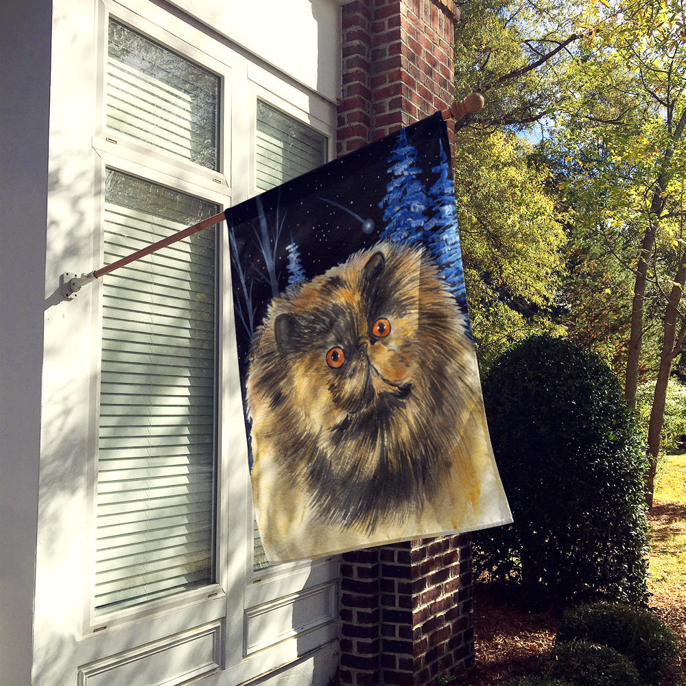 Starry Night Cat - Persian House Flag 28x40 Porch Sleeve Pole Decorative Outside Yard Banner Artwork Wall Hanging, Polyester