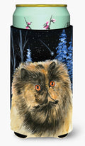 Starry Night Cat - Persian Tall Boy Hugger Can Cooler Sleeve Machine Washable Drink Collapsible Insulator Beverage Insulated Holder