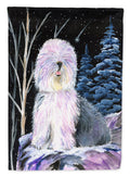 Starry Night Old English Sheepdog House Flag 28x40 Porch Sleeve Pole Decorative Outside Yard Banner Artwork Wall Hanging, Polyester