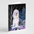 Starry Night Old English Sheepdog Greeting Cards Pack of 8 Blank Cards with Envelopes Whimsical A7 Size 5x7